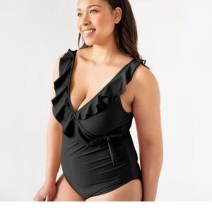 Kindred Bravely Nursing and Maternity Wrap one-piece suit black large